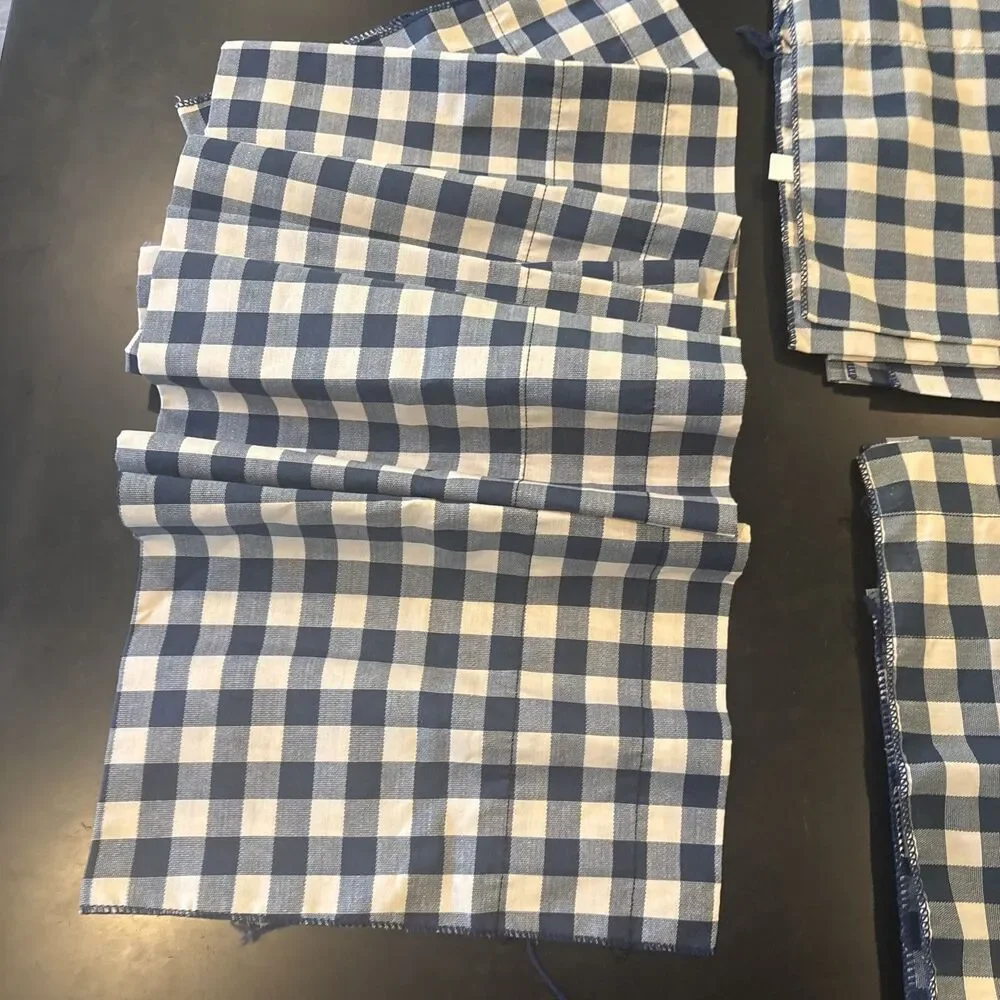 Farmhouse Gingham Valances Navy Blue Buffalo Check Country Curtains French